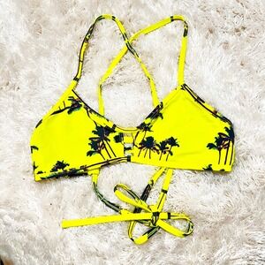JOLYN BIKINI TOP TOMCAT size XL Yellow Palm Tree Print